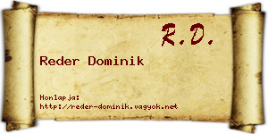 Reder Dominik névjegykártya